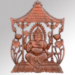 Suar Wood Pagoda Ganesha Wall Plaque (Indonesia)  