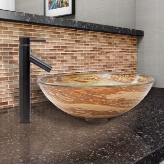 Swirl Glass Vessel Bathroom Sink and Dior Faucet Set