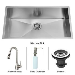 Vigo 30.38 x 19.25 Undermount Single Bowl Kitchen Sink with Faucet