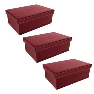 Burgundy Embossed Paper box with Lid (Set of 3)   Shopping