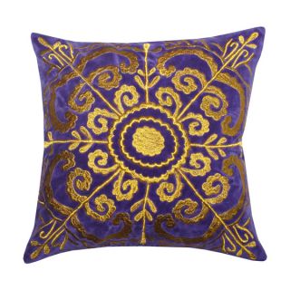 Zari Purple Velvet Medallion Throw Pillow (India)  