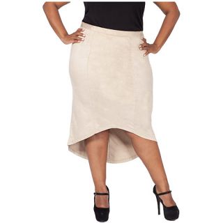 Plus Moda Women's Plus Size Hi Low Faux Suede Skirt