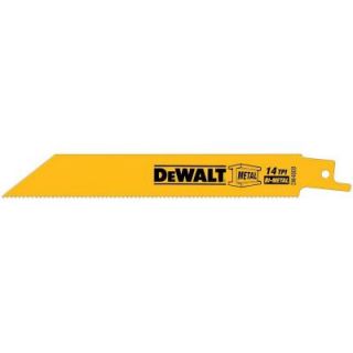 DEWALT 6 in. 14 Teeth per in. Straight Back Bi Metal Reciprocating Saw Blade (5 Pack) DW4808