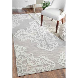 nuLOOM Handmade Modern Floral Viscose Grey Rug (76 x 96)  