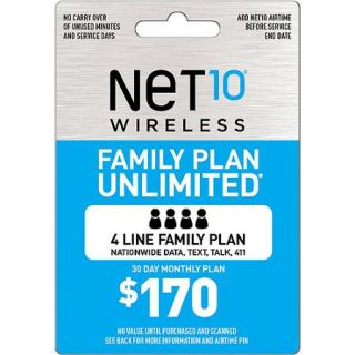 (Email Delivery) Net10 Family Plan 4 Unlimited $170