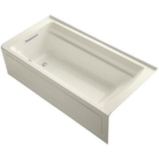 KOHLER Archer 6 ft. Acrylic Left Drain Rectangular Alcove Whirlpool Bathtub in Biscuit K 1124 GLA 96