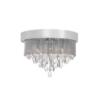 Radionic Hi Tech Intermezzo 4 Light Polished Chrome Crystal Flush Mount with White Shade INT 144FH PC WH