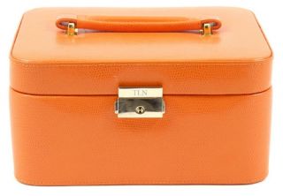 Orange Lizard Pattern Leather Jewelry Box
