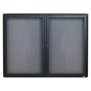 Quartet® Enclosed Fabric Cork Board, 48 x 36, Gray Surface, Graphite