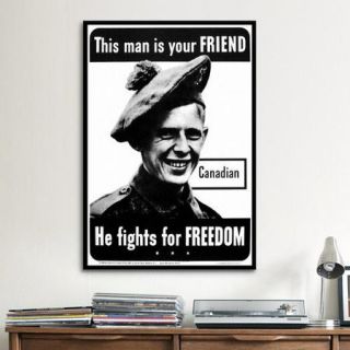 iCanvas He Fights for Freedom   Canadian   WWII Vintage Advertisement on Canvas