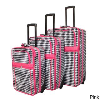 World Traveler Designer Houndstooth Print 3 piece Expandable Luggage