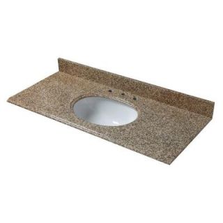 49 in. W Granite Vanity Top in Montesol with White Bowl and 8 in. Faucet Spread 49649
