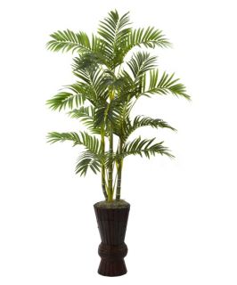 Nearly Natural 62 in. Areca Tree with Decorative Planter   Silk Trees and Palms