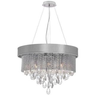 Radionic Hi Tech Intermezzo 6 Light Polished Chrome Crystal Chandelier with Silver Shade INT 236C PC SV