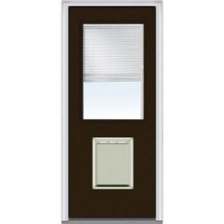 Milliken Millwork 30 in. x 80 in. Classic Clear Glass RLB 1/2 Lite Painted Builder's Choice Steel Prehung Front Door with Large Pet Door Z004573L