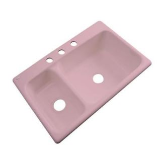 Thermocast Wyndham Drop In Acrylic 33 in. 3 Hole Double Bowl Kitchen Sink in Dusty Rose 42362