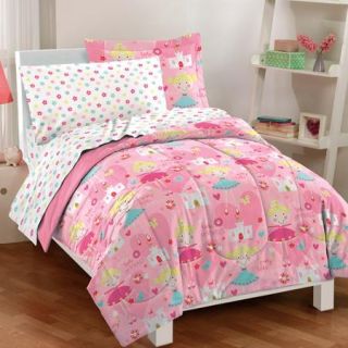 Dream Factory Pretty Princess Mini Bed in a Bag Bedding Set, Pink