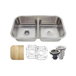 MR Direct All in One Undermount Stainless Steel 33 in. Double Bowl Kitchen Sink 512 16 ENS