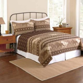 Better Homes and Gardens Texas Horse Bedding Quilt, Brown