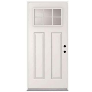 Steves & Sons 36 in. x 80 in. 6 Lite Left Hand Inswing Primed White Steel Prehung Front Door with 4 in. Wall ST30 6L 30 4ILH