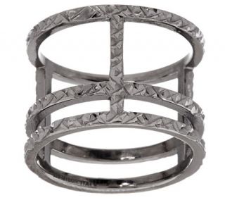 As Is VicenzaSilver Sterling Diamond Cut Triple Bar Ring   J325989 —