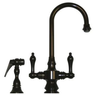 Whitehaus Collection Vintage III 2 Handle Side Sprayer Kitchen Faucet in Oil Rubbed Bronze WHKSDLV3 8104 ORB