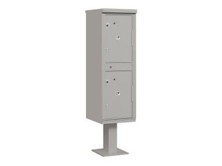 Salsbury 3302GRY P Outdoor Parcel Locker (Includes Pedestal and Master Commercial Locks)   2 Compartments   Gray   Private Access