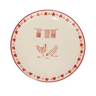 Large Cream/ Red Barnyard Style Plates (Set of 3)
