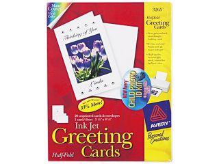 Greeting Cards, Inkjet, 5 1/2"x8 1/2", 20/BX, Matte White AVE3265