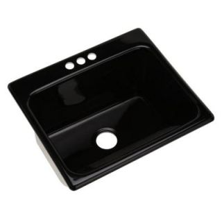 Thermocast Kensington Drop In Acrylic 25 in. 3 Hole Single Bowl Utility Sink in Black 21399