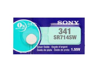 Sony 341 (SR714SW) 1.55V Silver Oxide 0%Hg Mercury Free Watch Battery (25 Batteries)