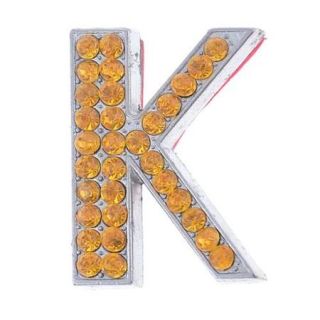 Car Vehicle Rhinestone Accent Letter K Pattern Stickers Gold Tone