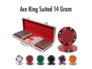500 Ct   Pre Packaged   Ace King Suited 14 G Black Aluminum