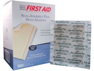 American White Cross Latex Free Non Adherent Pads with Adhesive 3" x 4" (400 Pads) 4 Boxes MS 40635