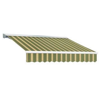 Awntech 216 in Wide x 120 in Projection Olive/Tan Stripe Slope Patio Retractable Manual Awning