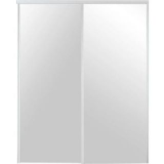 TRUporte 72 in. x 80 in. 230 Series Steel White Mirror Sliding Door 341420