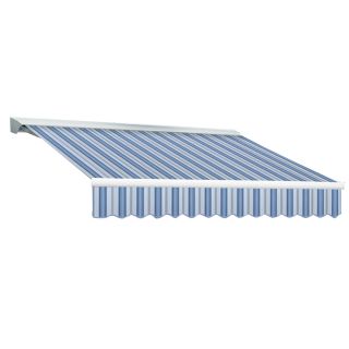 Awntech 120 in Wide x 96 in Projection Blue Multi Stripe Slope Patio Retractable Remote Control Awning