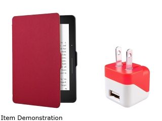 Insten Red Case Cover with 1 x Travel/Wall Charger for  Kindle Voyage 6" 2013915