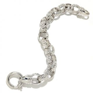 Sterling Silver Rhodium Plated Textured Rolo Link 8" Bracelet   7079196