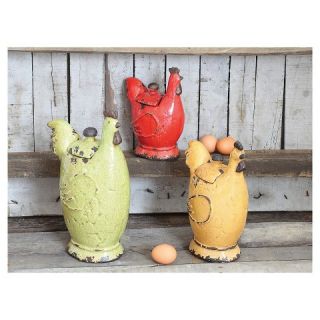 Set of 3 Stoneware Rooster Jars