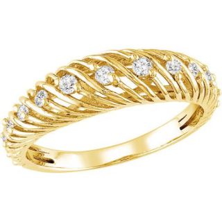 1/4 Carat T.W. Diamond Yellow Plated Sterling Silver Fashion Ring