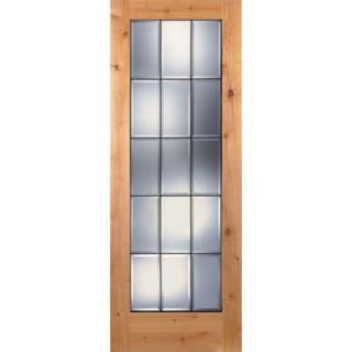 Feather River Doors 30 in. x 80 in. 15 Lite Clear Bevel Patina Woodgrain Unfinished Knotty Alder Interior Door Slab KM15012668P375