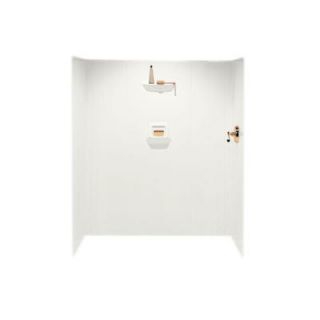 Swan 36 in. x 60 in. x 70 in. 6 piece Easy Up Adhesive Shower Wall Kit in Bisque SW 7060 018