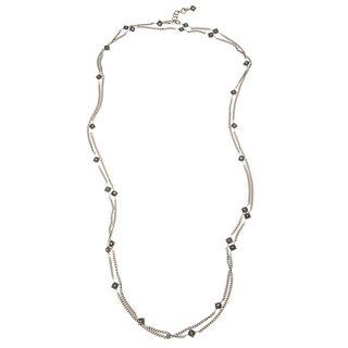 Madison Sterling Silver Granulated Detail Station Necklace