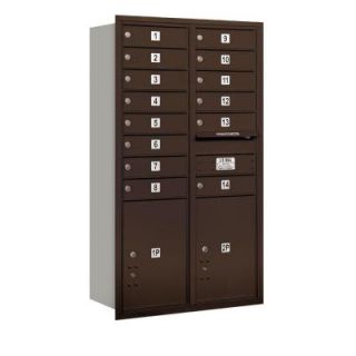 Salsbury Industries 48 in. H x 31 1/8 in. W Bronze Rear Loading 4C Horizontal Mailbox with 14 MB1 Doors/2 PL5's 3713D 14ZRU