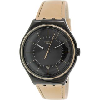 Swatch Mens Irony YWB400 Brown Leather Swiss Quartz Watch   17106711