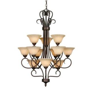 Maddox Collection 12 Light Rubbed Bronze 3 Tier Chandelier 623MPRBZTEA