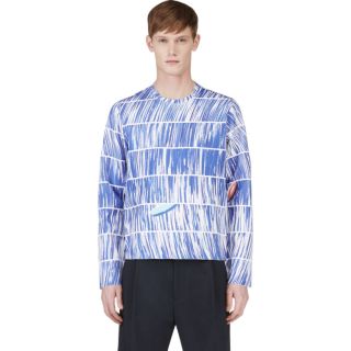 Kenzo Blue Neoprene Abstract Sweater