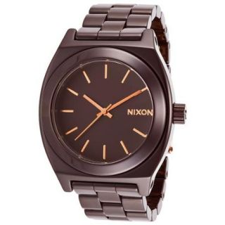 Nixon Women's Ceramic Time Teller Cherry Chocolate Ceramic Dark Brown Dial