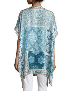 Johnny Was Collection Koi Print V Neck Poncho, Multi Colors
